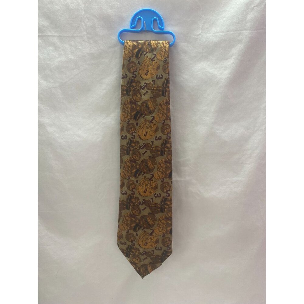 Beverly Hills Polo Club Men Baseball Theme Tie Tan Brown Novelty  Accessory